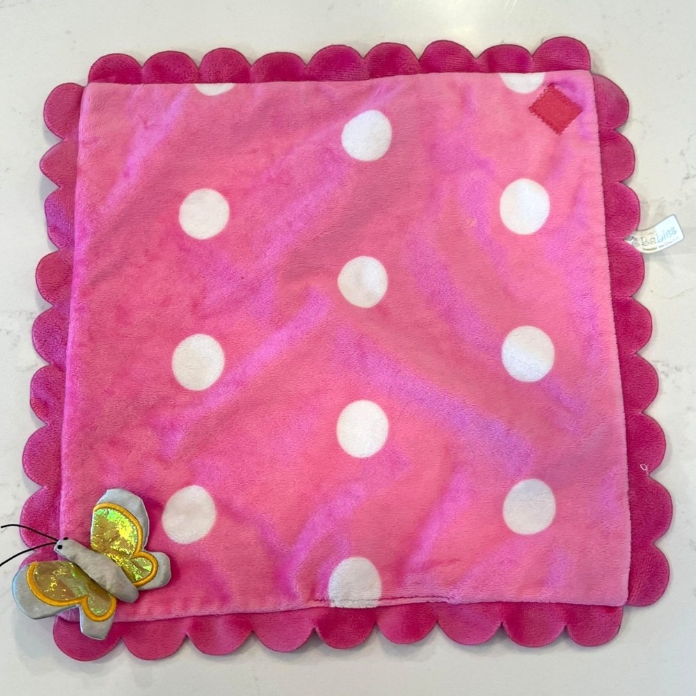 Disney Babies Pink Polka Dot Butterfly Hearts Blanket Lovey Minnie Mouse - Picture 5 of 16